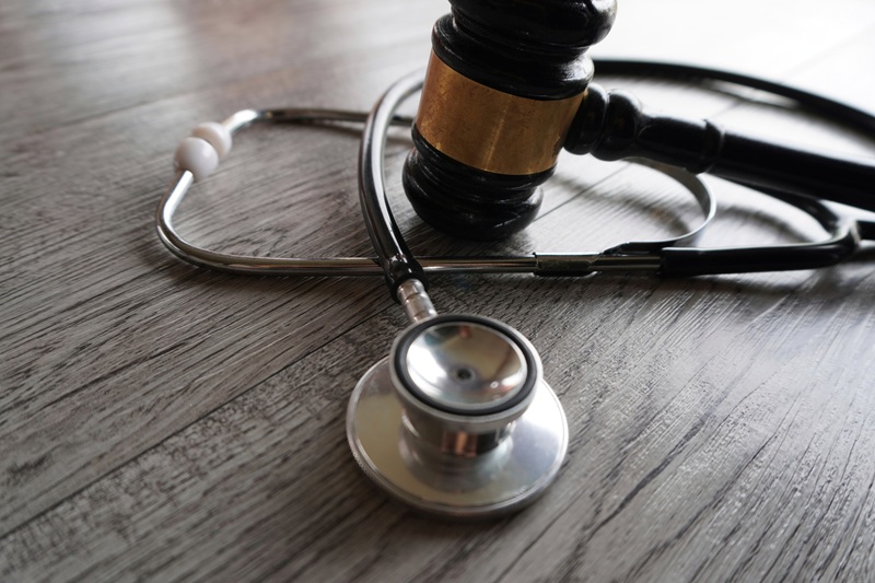 Judge gavel and stethoscope. Medical jurisprudence and medical law concept